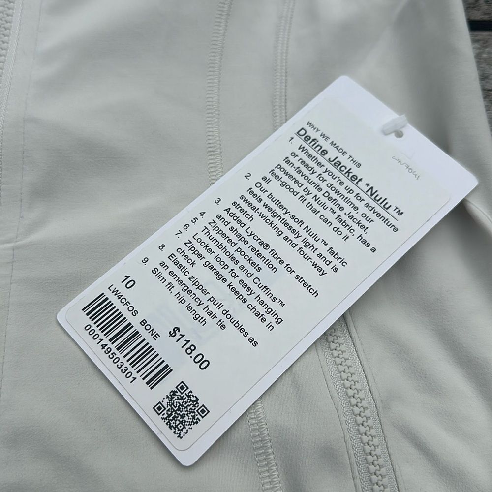 Lululemon  jacket Define  Jacket Nulu Bone size 10 NWT influencer - Picture 4 of 9